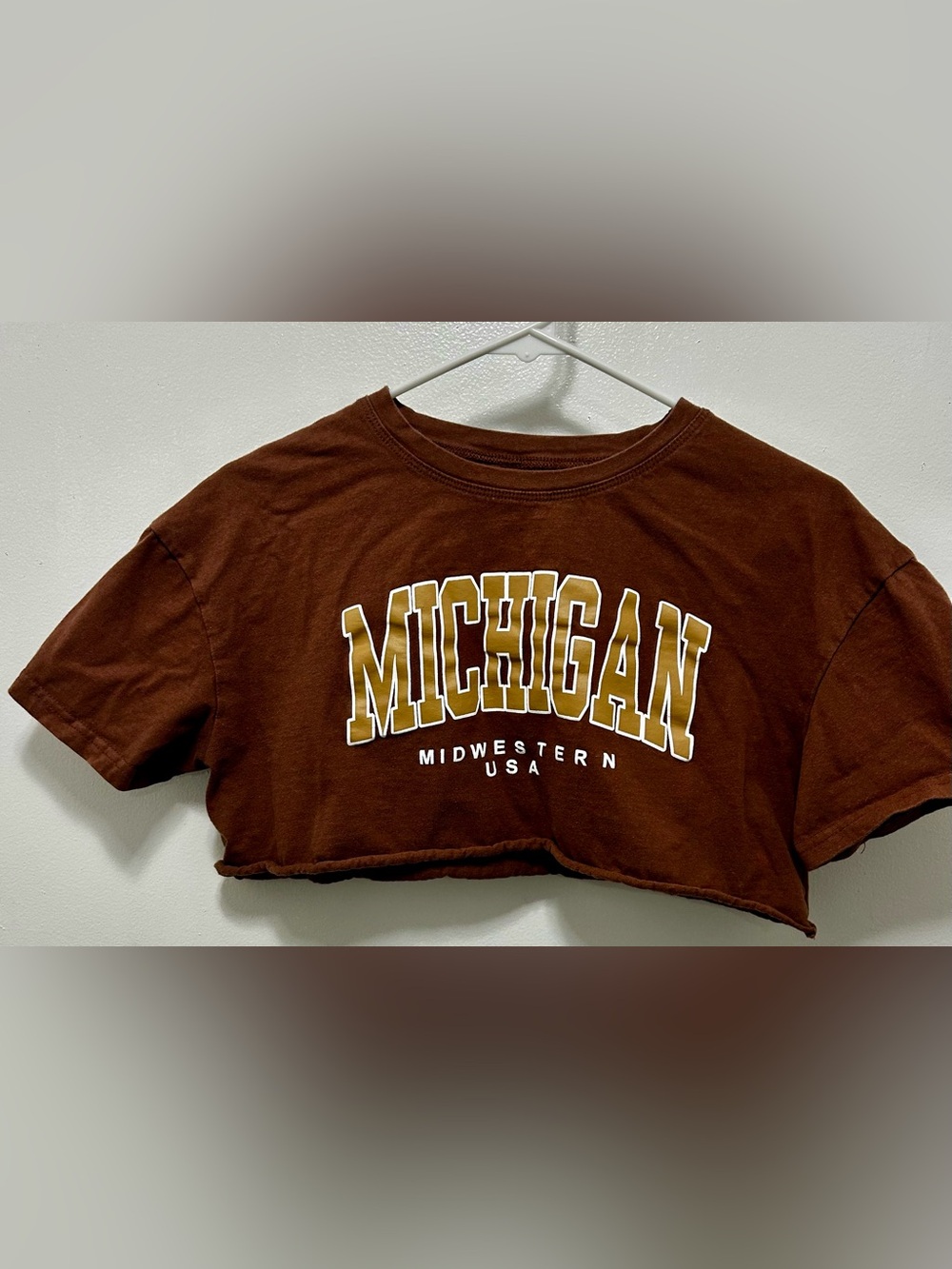 Michigan Crop Tee — Brown Women’s Crop Top